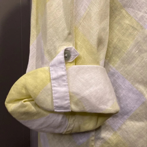 Chico’s 2 Gingham Maxi Shirt Long Sleeve Button Down Checkered Roll Up Sleeve - Picture 5 of 9